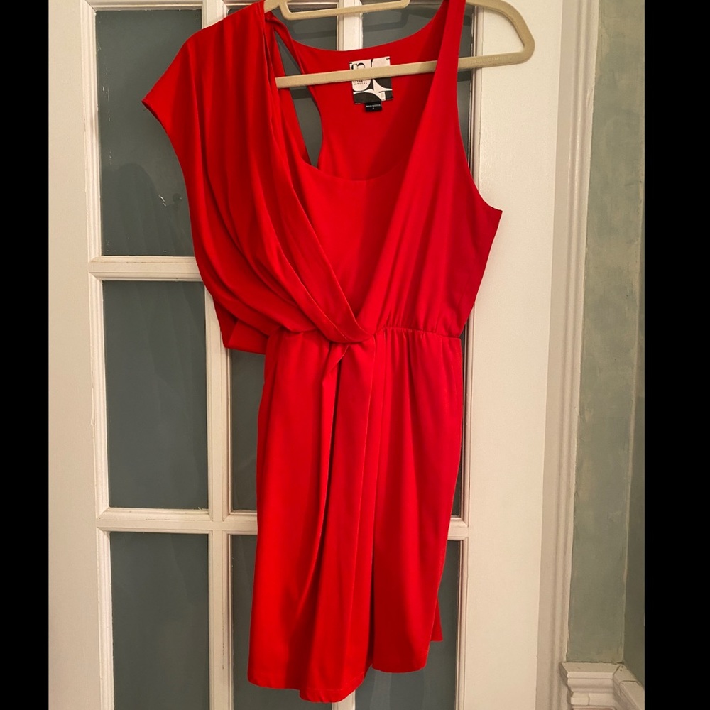 Barney’s COOP short red one shoulder dress